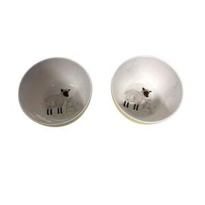 Pottery Barn Kids Sheep Lamb Yellow & White Melamine Bowls Set Of 2
